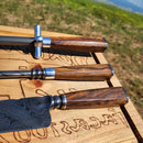 Kit Churrasco Forjado em Aço Damasco e Madeira IRONWOOD