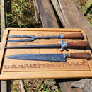 Kit Churrasco Forjado em Aço Damasco e Madeira IRONWOOD