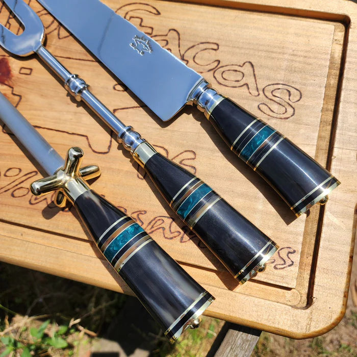 Kit Churrasco Artesanal com Cabo de Chifre Bovino