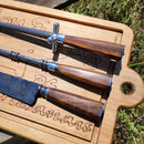 Kit Churrasco Forjado em Aço Damasco e Madeira IRONWOOD