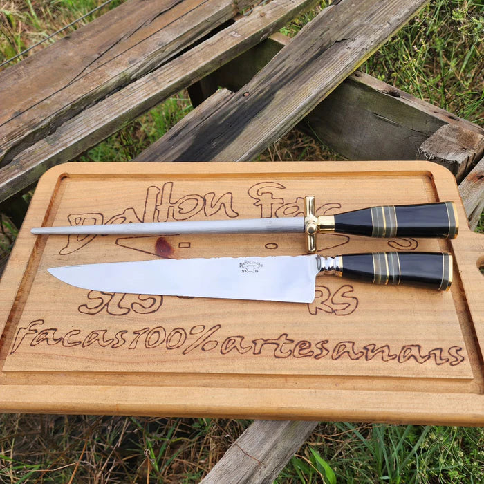 Kit Churrasco Artesanal com Cabo de Chifre Bovino Escuro