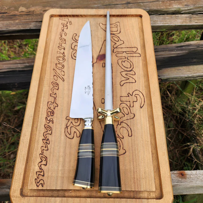 Kit Churrasco Artesanal com Cabo de Chifre Bovino Escuro