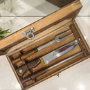 Conjunto Faca Chaira e Garfo Artesanal 8 Polegada com Estojo