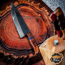 Faca do Chefe Artesanal em Aço Carbono com Cabo Integral em Madeira Jacarandá