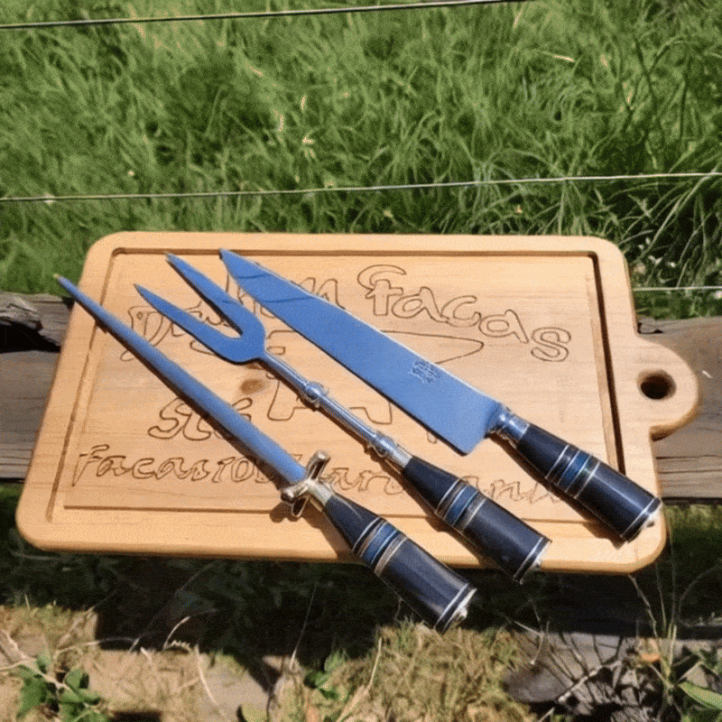 Kit Churrasco Artesanal com Cabo de Chifre Bovino